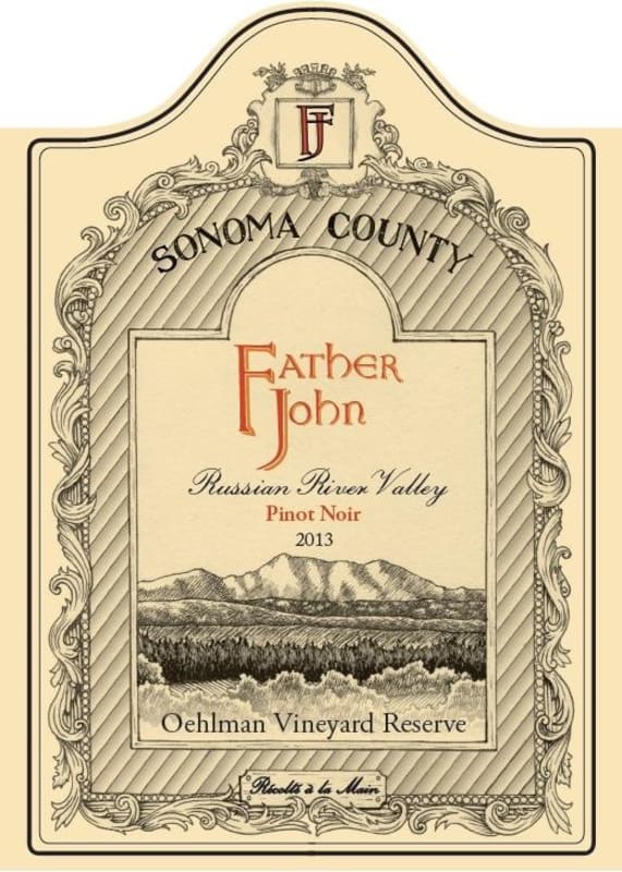 Father John Wines Oehlman Vineyard Reserve Pinot Noir 2013 Front Label