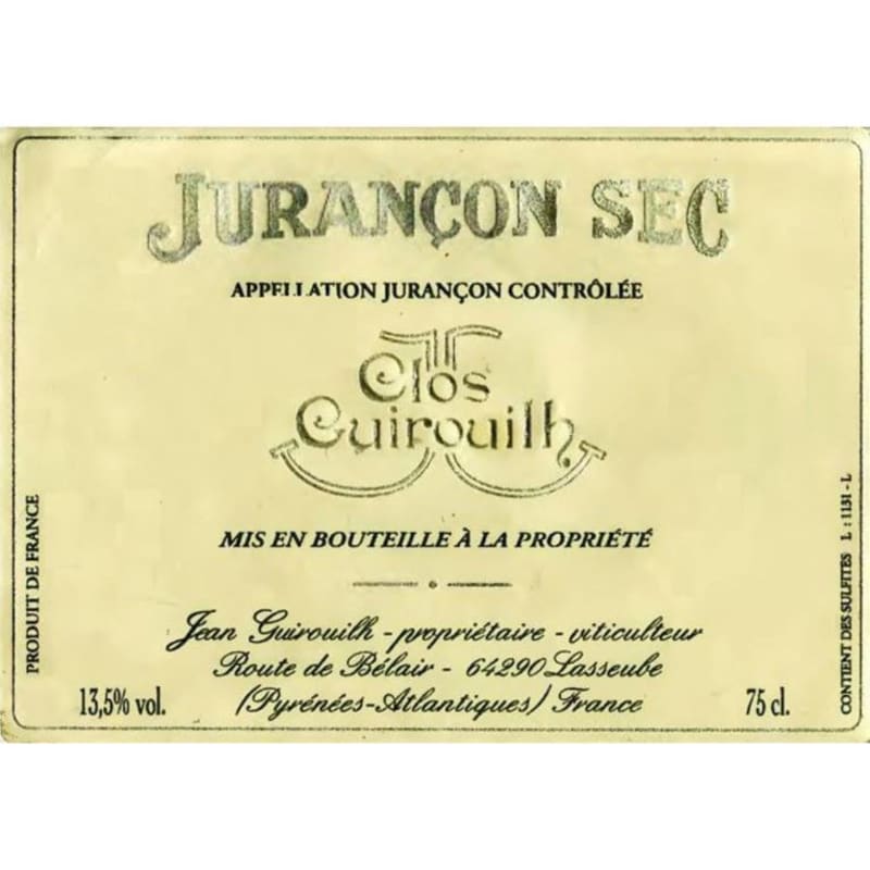 Clos Guirouilh Jurancon Sec La Peirine 2014 Front Label