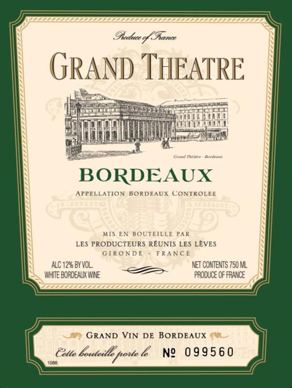 UniVitis Bordeaux Grand Theatre Blanc 2012 Front Label