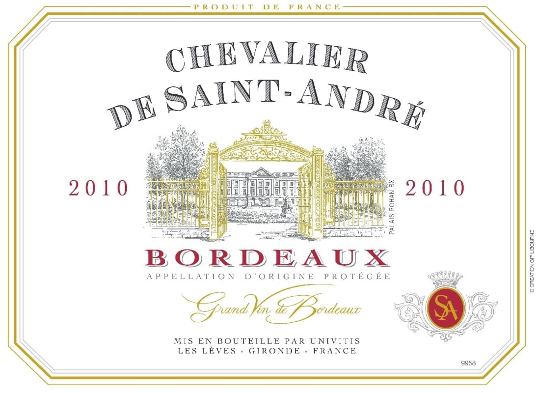 UniVitis Bordeaux Chevalier de Saint-Andre Rouge 2010 Front Label