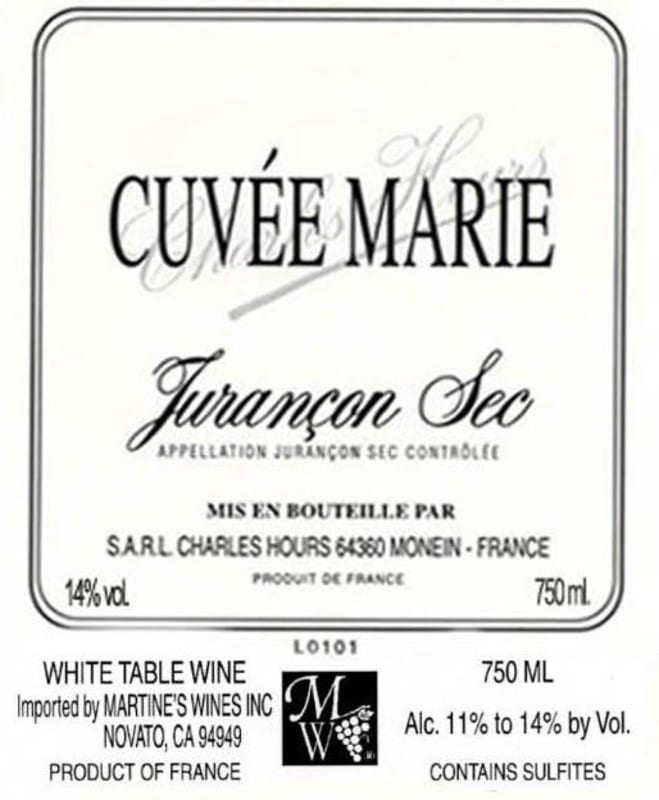 Uroulat Jurancon Cuvee Marie 2013 Front Label