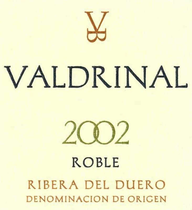 Valdrinal Roble 2002 Front Label