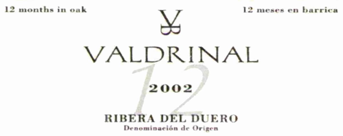 Valdrinal Ribera del Duero 12 2002 Front Label