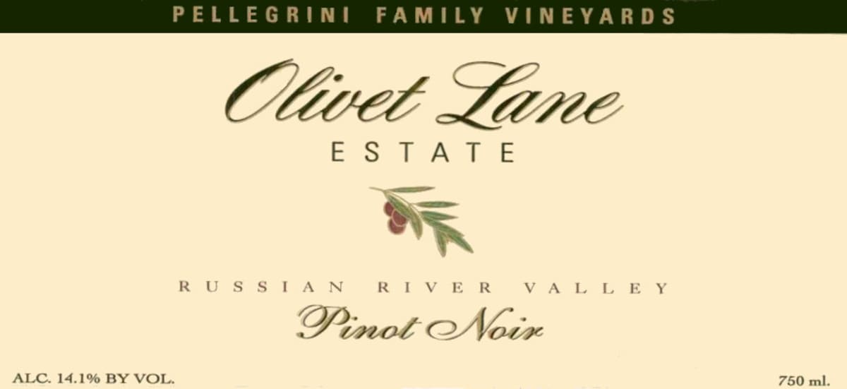 Pellegrini Olivet Lane Vineyard Pinot Noir 2002 Front Label