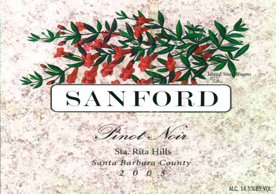 Sanford Santa Barbara County Pinot Noir 2005 Front Label