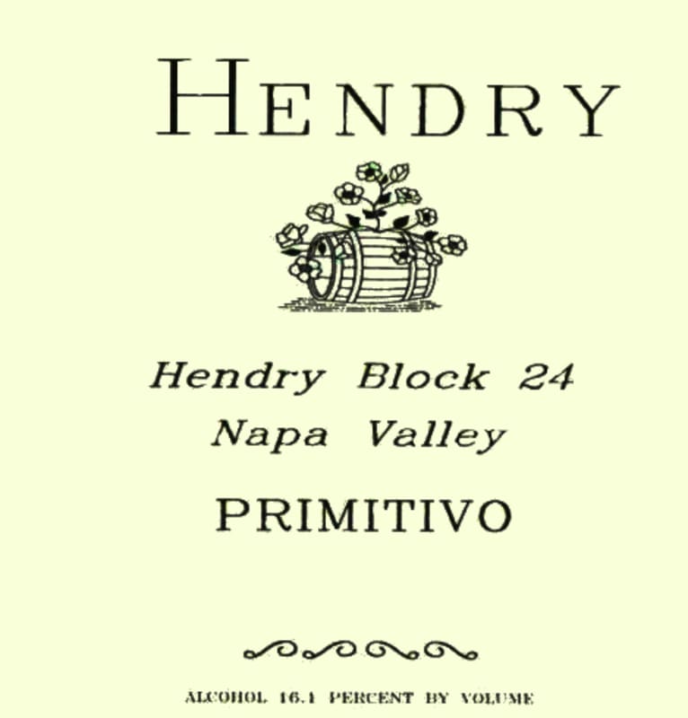 Hendry Block 24 Primitivo 2008 Front Label
