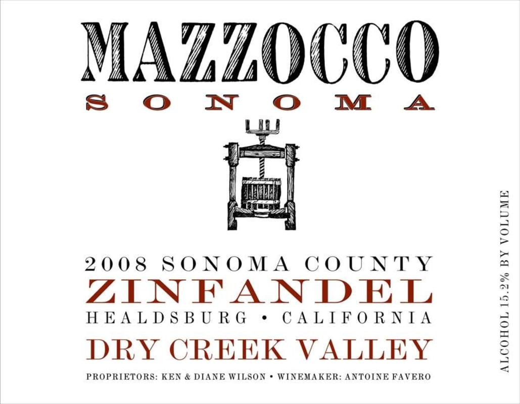 Mazzocco Dry Creek Zinfandel 2008 Front Label