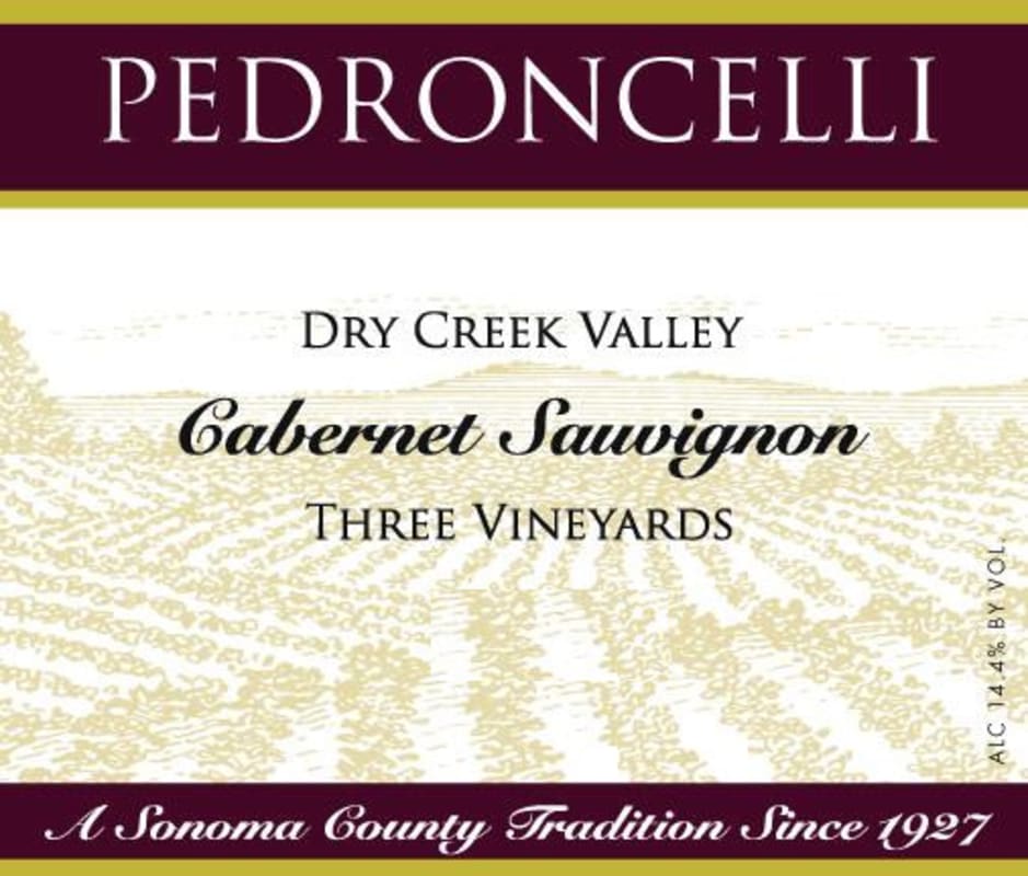 Pedroncelli Three Vineyards Cabernet Sauvignon 2009 Front Label