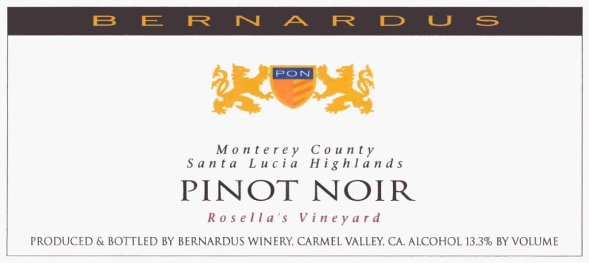 Bernardus Rosella's Vineyard Pinot Noir 2006 Front Label