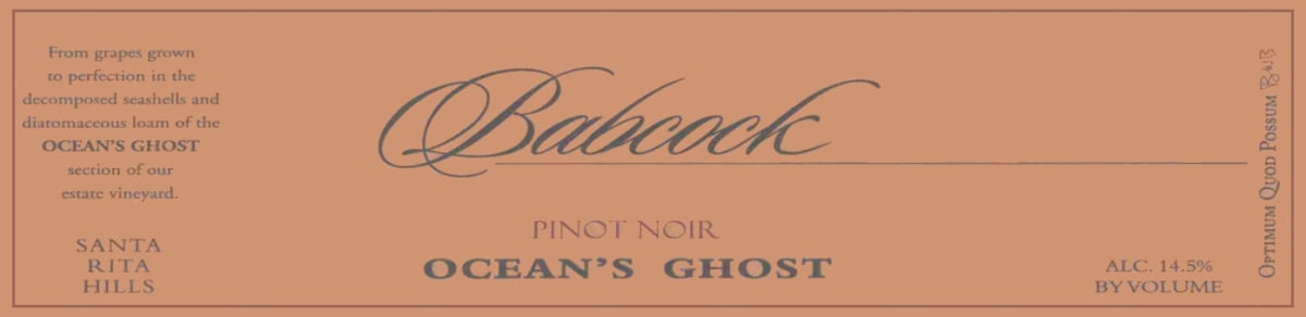 Babcock Ocean's Ghost Pinot Noir 2008 Front Label