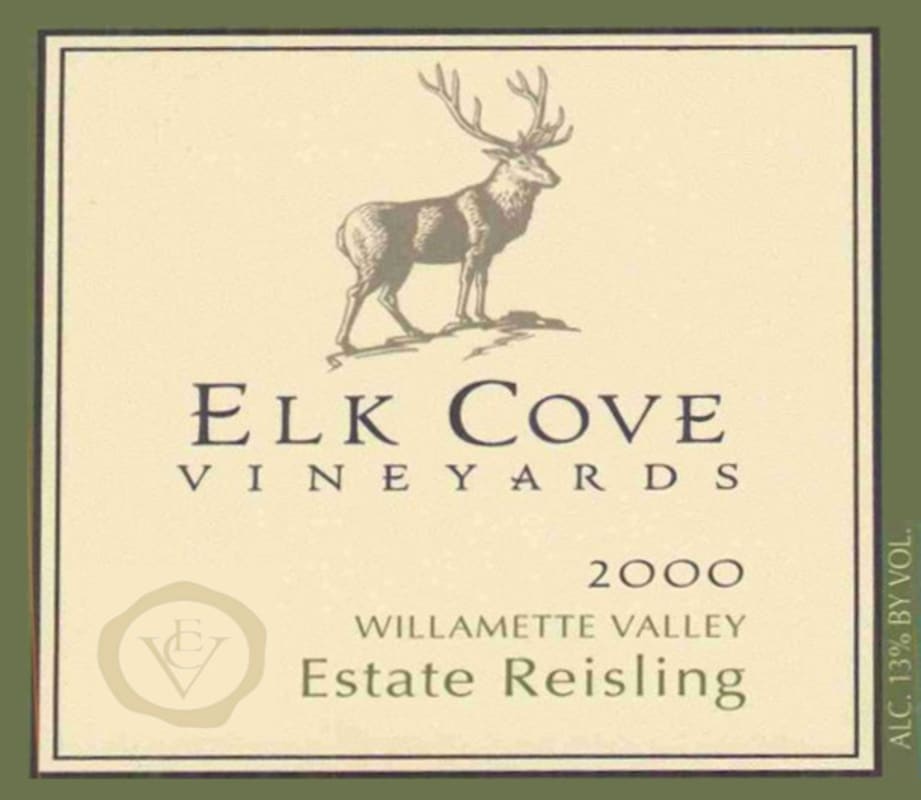Elk Cove Estate Willamette Valley Riesling 2000 Front Label