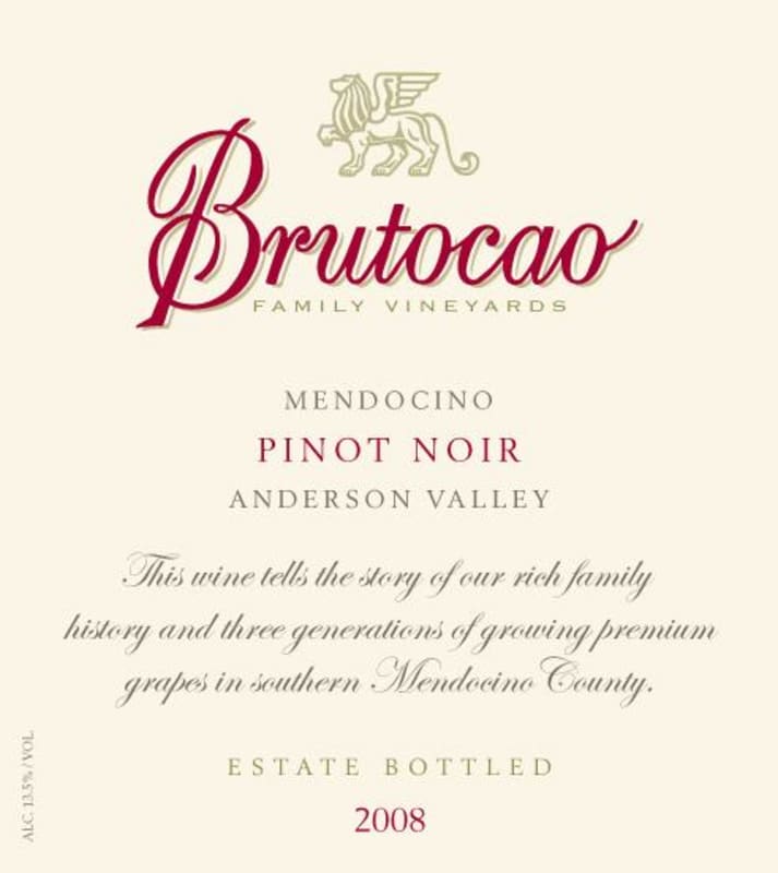 Brutocao Pinot Noir 2008 Front Label