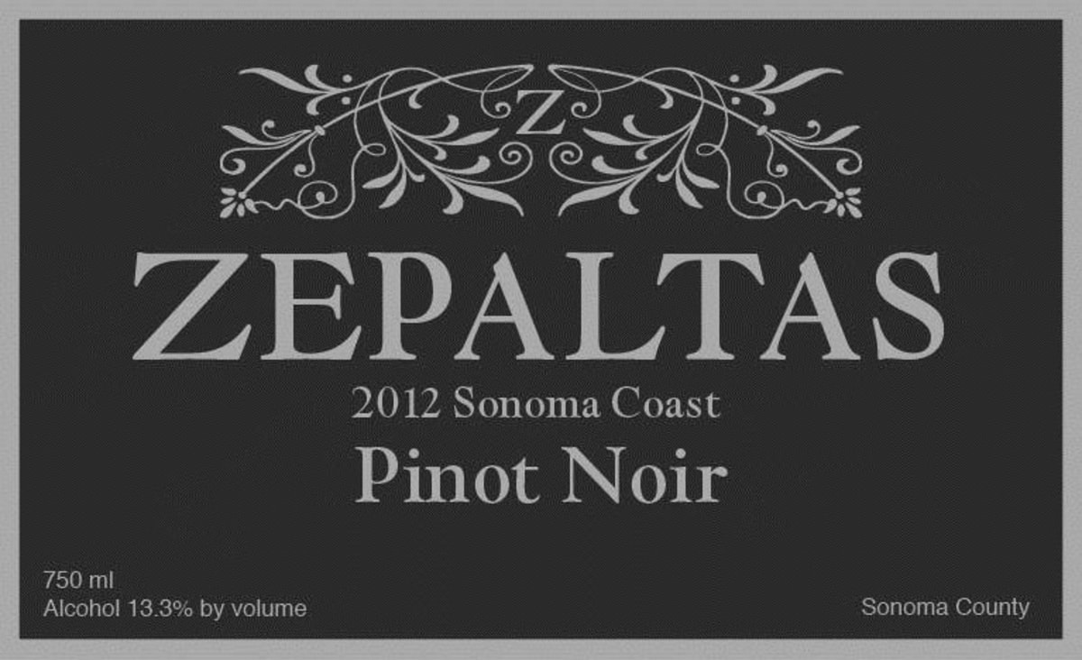 Zepaltas Sonoma Coast Pinot Noir 2012 Front Label