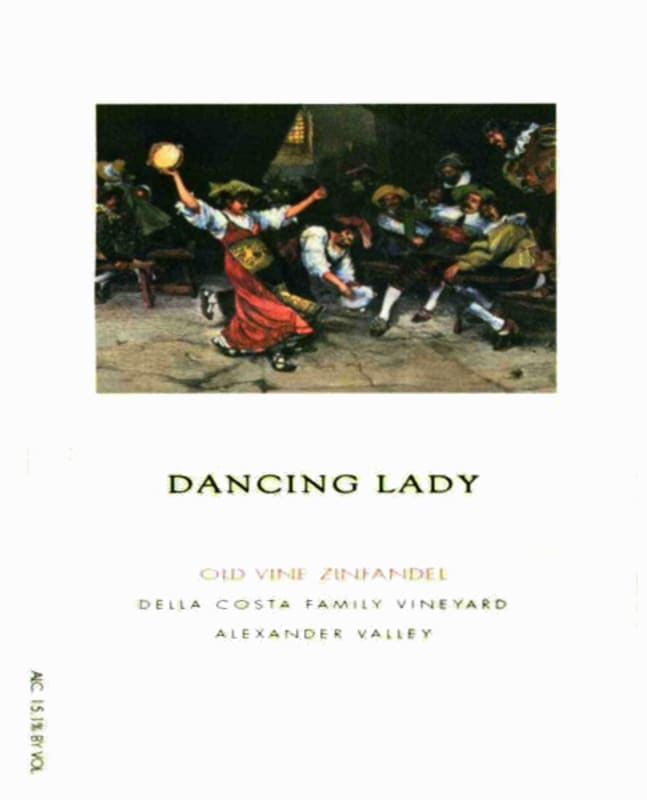 Dancing Lady Wines Della Costa Family Vineyards Old Vine Zinfandel 2008 Front Label