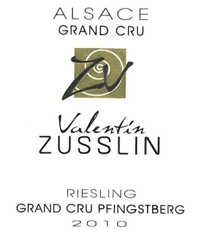 Valentin Zusslin Alsace Pfingstberg Grand Cru Riesling 2010 Front Label