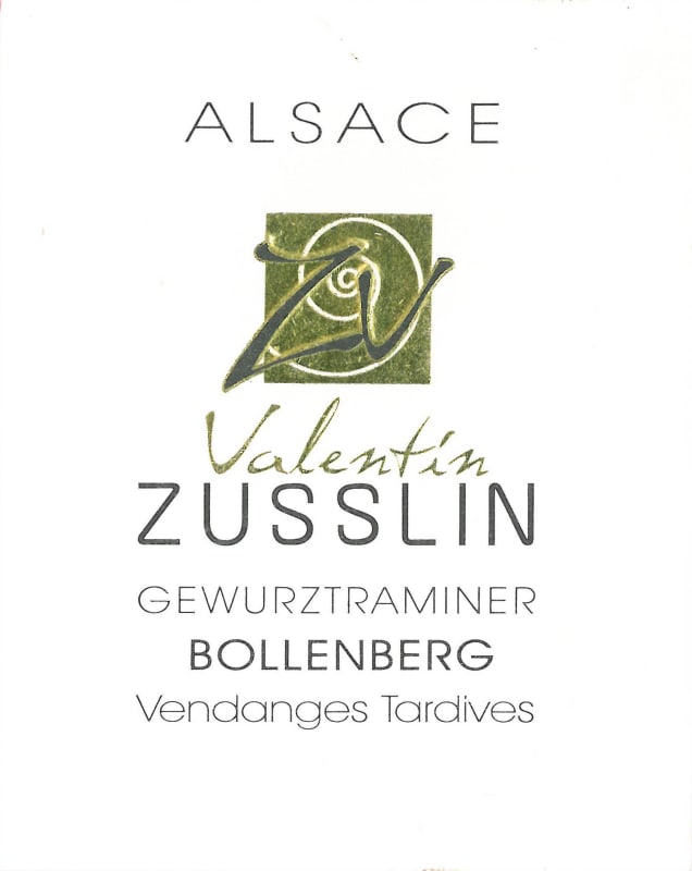 Valentin Zusslin Bollenberg Vendanges Tardives Gewurztraminer 2010 Front Label