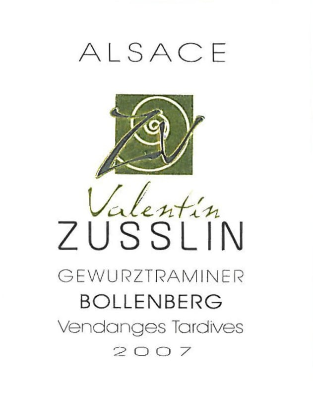 Valentin Zusslin Bollenberg Vendanges Tardives Gewurztraminer 2007 Front Label