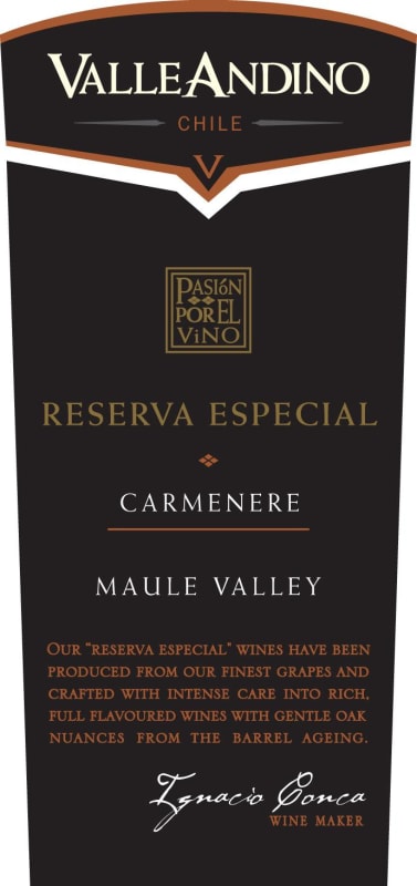 Valle Andino Reserva Special Carmenere 2014 Front Label
