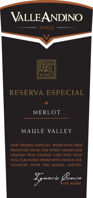 Valle Andino Reserva Especial Merot 2012 Front Label