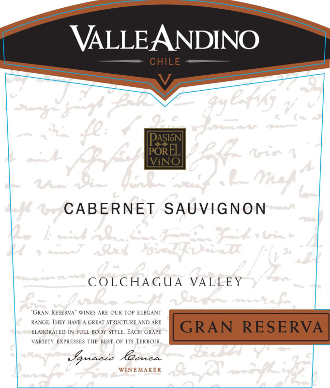 Valle Andino Gran Reserva Cabernet Sauvignon 2012 Front Label