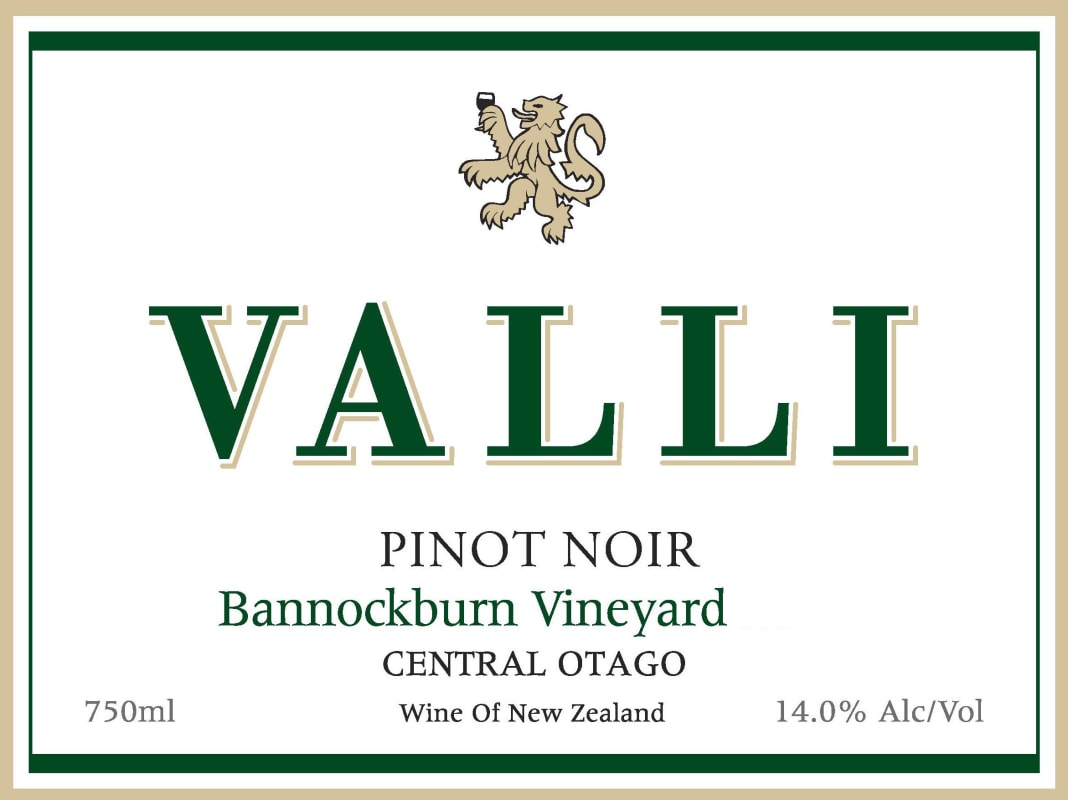 Valli Wines Bannockburn Pinot Noir 2014 Front Label