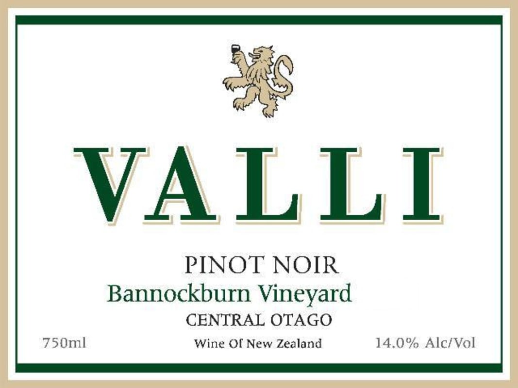 Valli Wines Bannockburn Pinot Noir 2010 Front Label