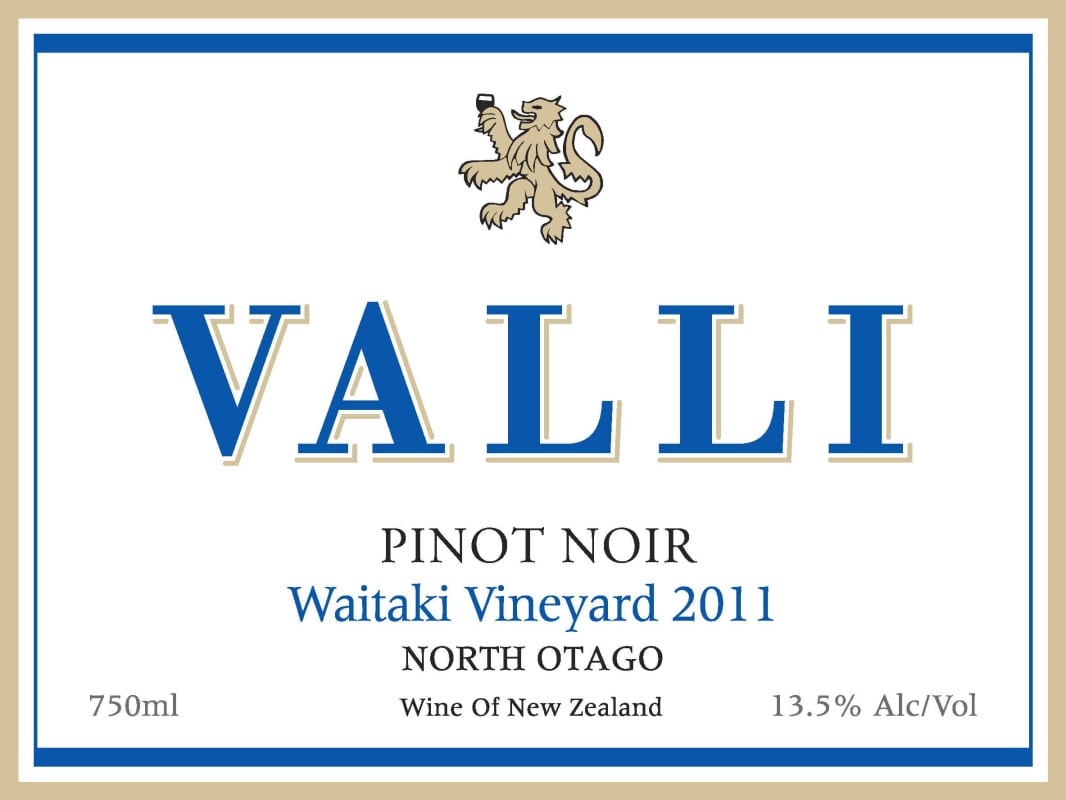 Valli Wines Waitaki Pinot Noir 2011 Front Label