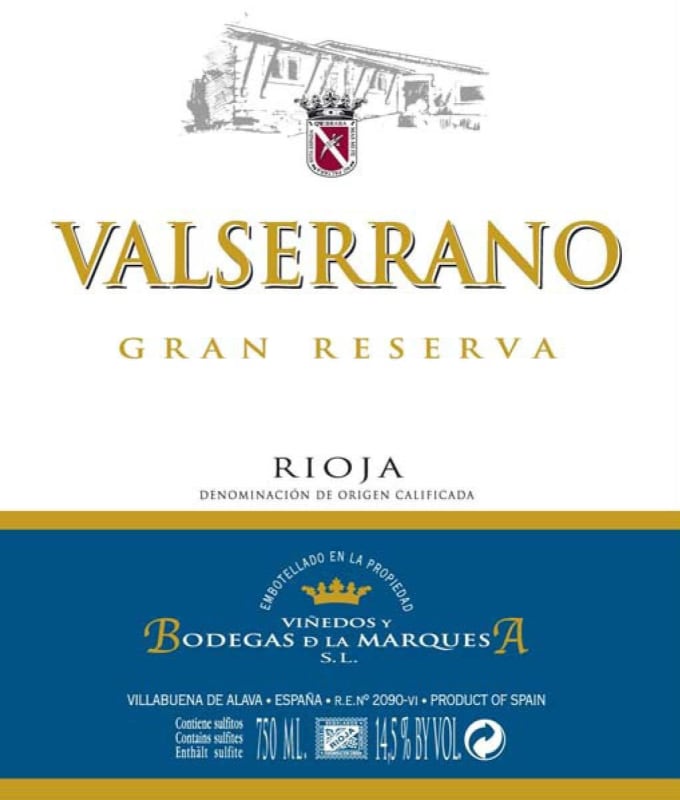 Valserrano Gran Reserva 2005 Front Label