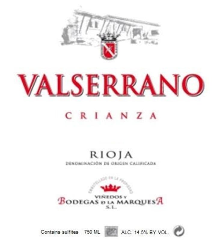 Valserrano Crianza 2011 Front Label