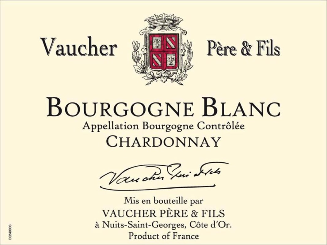 Vaucher Pere et Fils Bourgogne Blanc Chardonnay 2011 Front Label