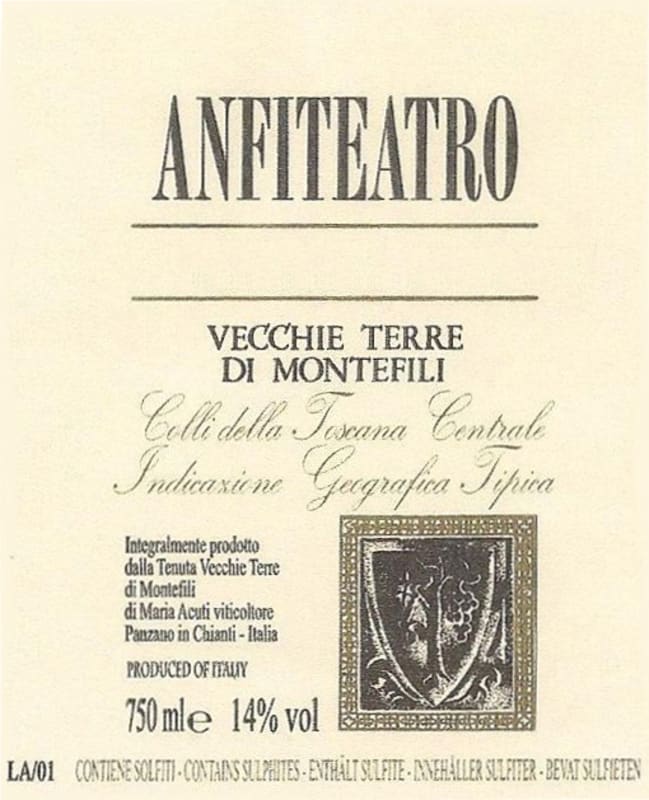 Vecchie Terre di Montefili Colli della Toscana Centrale Anfiteatro 2011 Front Label