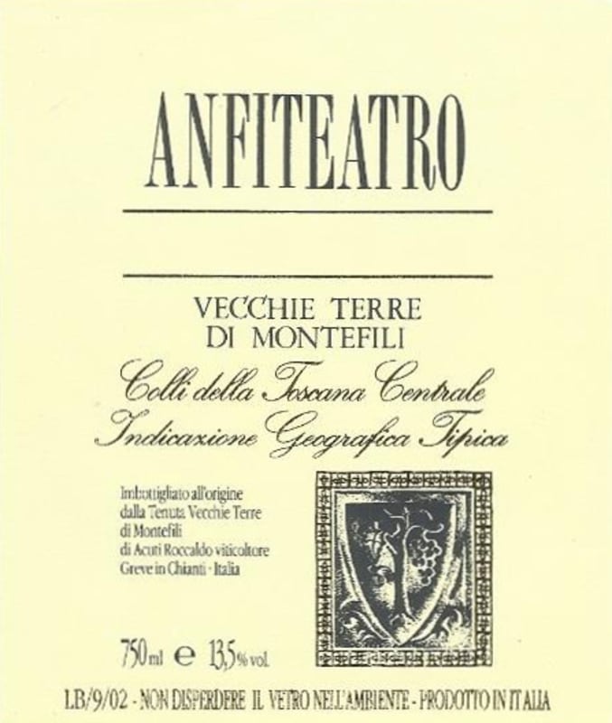 Vecchie Terre di Montefili Colli della Toscana Centrale Anfiteatro 2008 Front Label