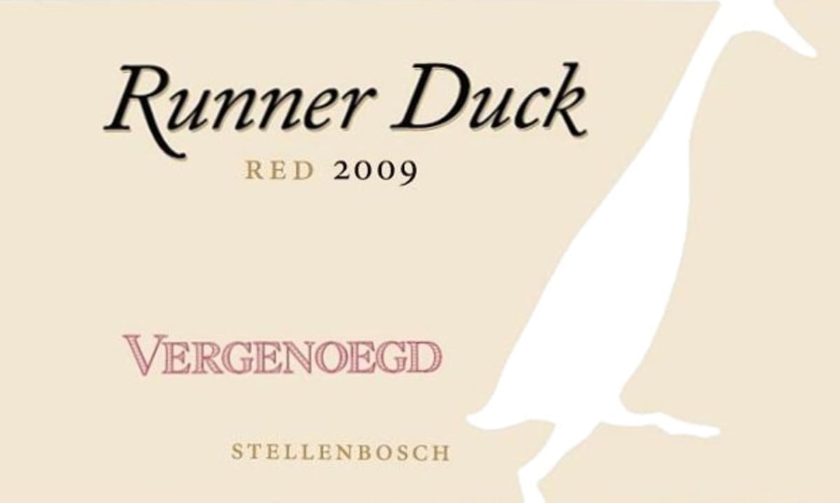 Vergenoegd Estate Runner Duck Red 2009 Front Label