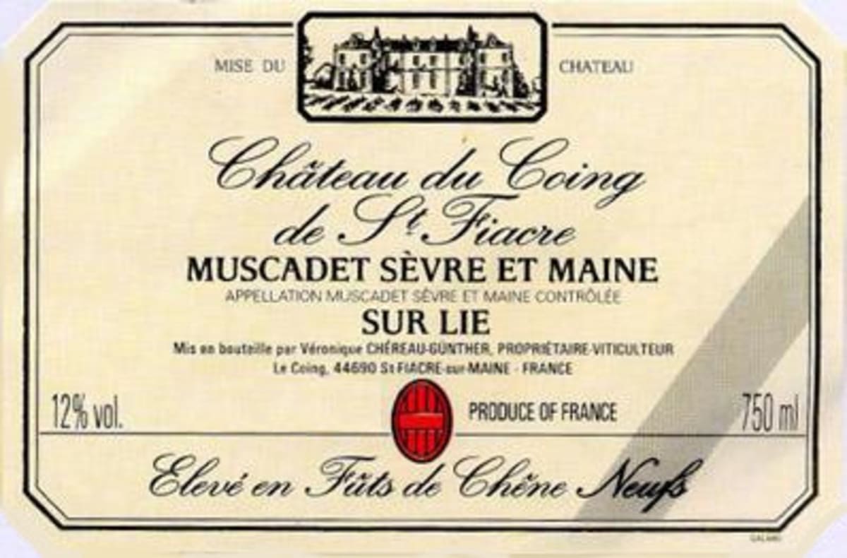 Veronique Gunther Chereau Muscadet Sevre-et-Maine Chateau du Coing de Saint Fiacre Sur Lie 2000 Front Label