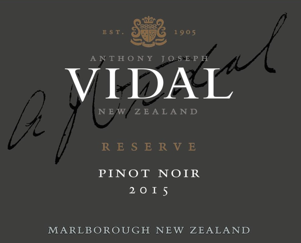 Vidal Wines Marlborough Reserve Pinot Noir 2015 Front Label