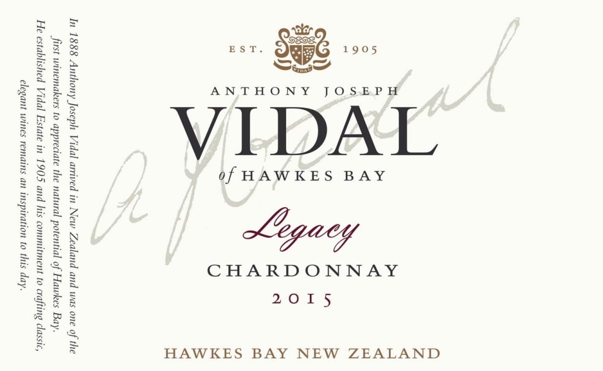 Vidal Wines Legacy Hawke's Bay Chardonnay 2015 Front Label