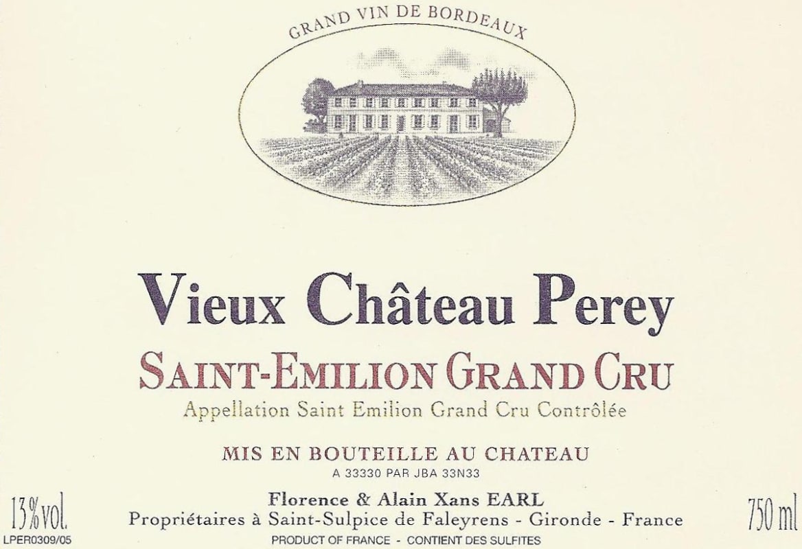 Vieux Chateau Perey Saint-Emilion Grand Cru 2005 Front Label