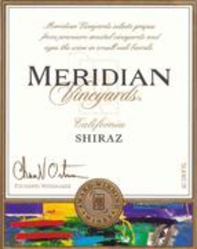 Meridian California Shiraz 1999 Front Label