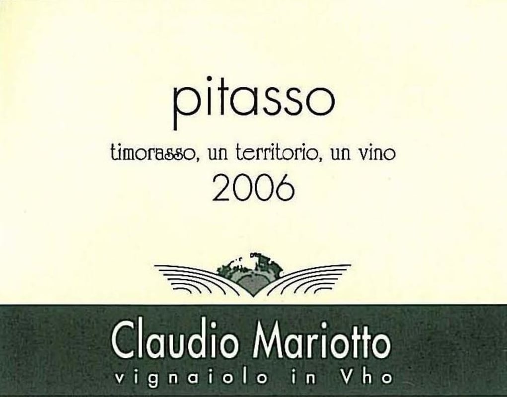 Claudio Mariotto Pitasso 2006 Front Label