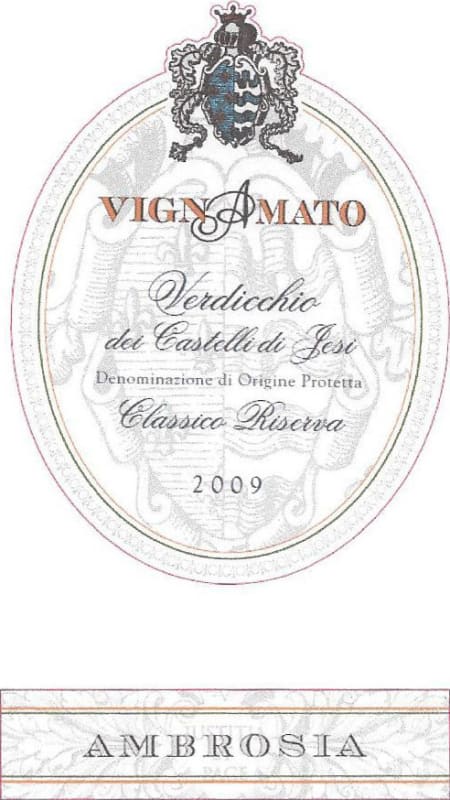 Vignamato Verdicchio dei Castelli di Jesi Riserva Ambrosia Classico 2009 Front Label
