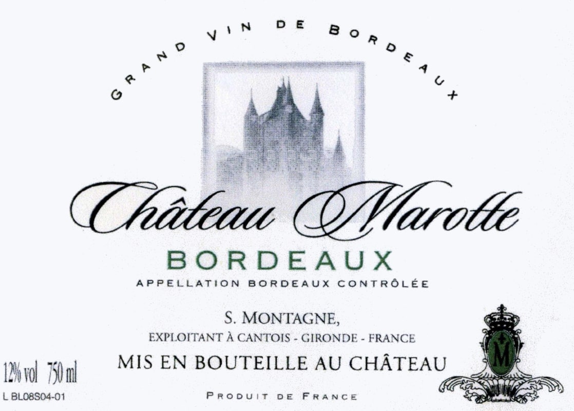 Vignboles Montagne - Chateau Marotte Bordeaux Blanc 2012 Front Label