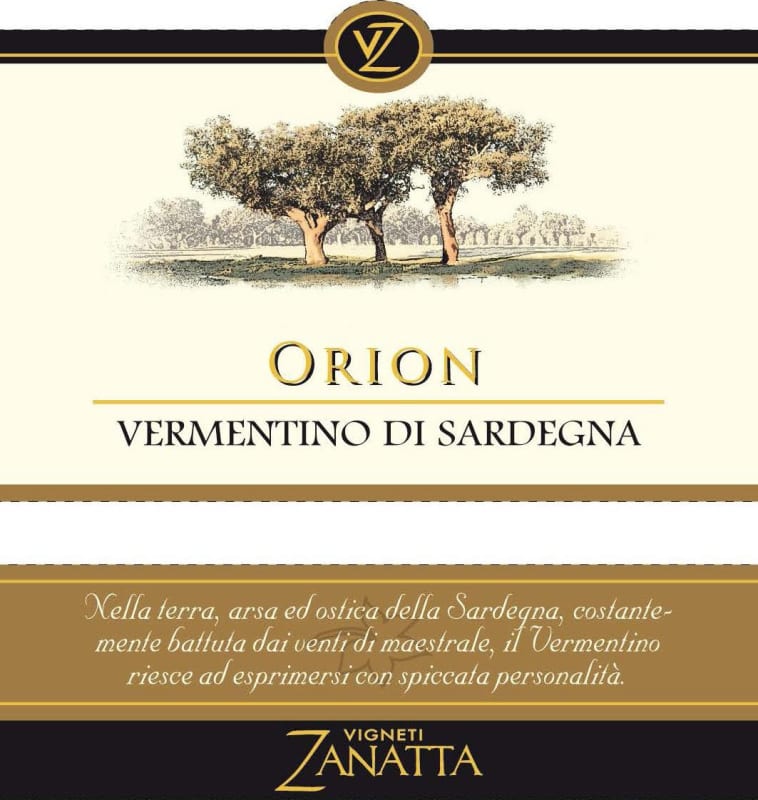 Vigneti Zanatta Vermentino di Sardegna Orion 2014 Front Label