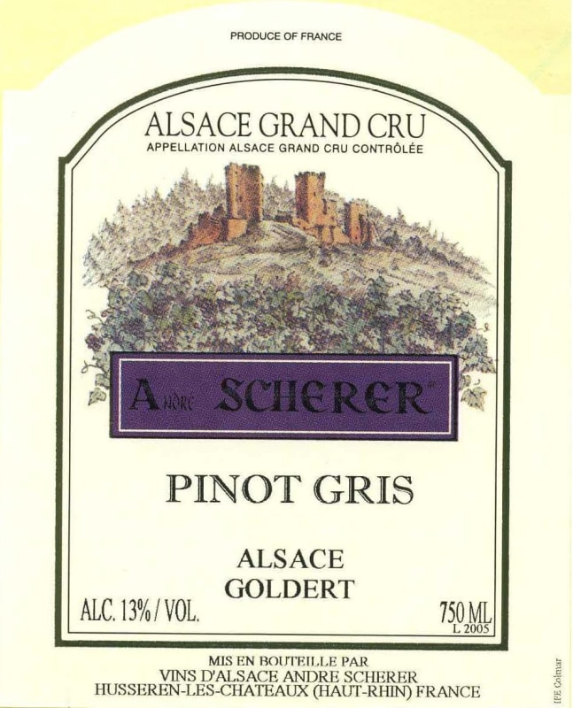 Vignoble Andre Scherer Goldert Pinot Gris 2013 Front Label