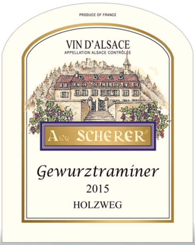 Vignoble Andre Scherer Alsace Holzweg Gewurztraminer 2015 Front Label