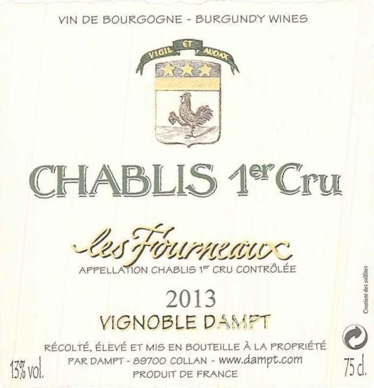 Vignoble Dampt Freres Chablis Les Fourneaux Premier Cru 2013 Front Label