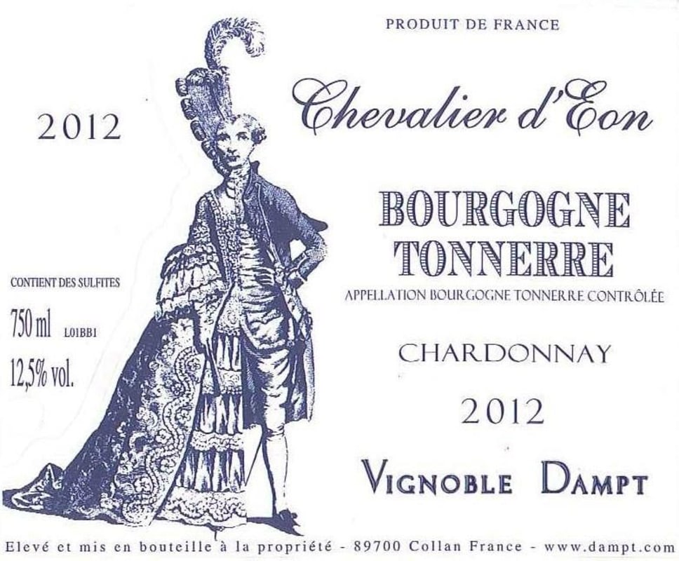 Vignoble Dampt Freres Bourgogne Tonnerre Chevalier d'Eon Chardonnay 2012 Front Label