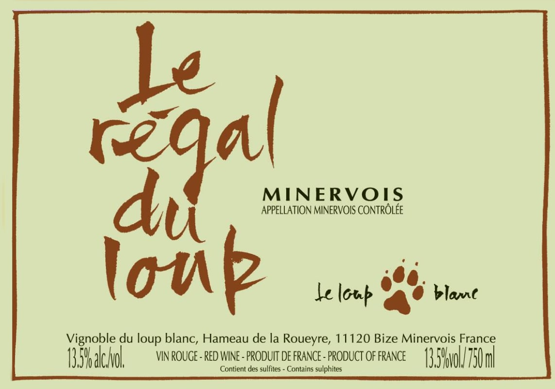 Vignoble du Loup Blanc Minervois Le Regal du Loup 2013 Front Label