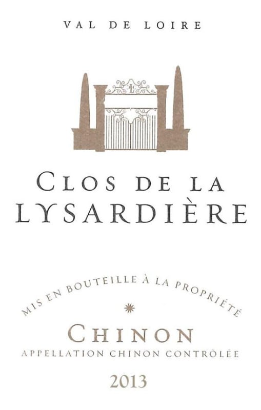 Vignoble du Paradis Chinon Clos de la Lysardiere 2013 Front Label