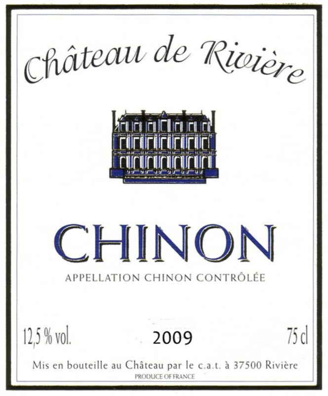 Vignoble du Paradis Chinon Chateau de Riviere 2009 Front Label