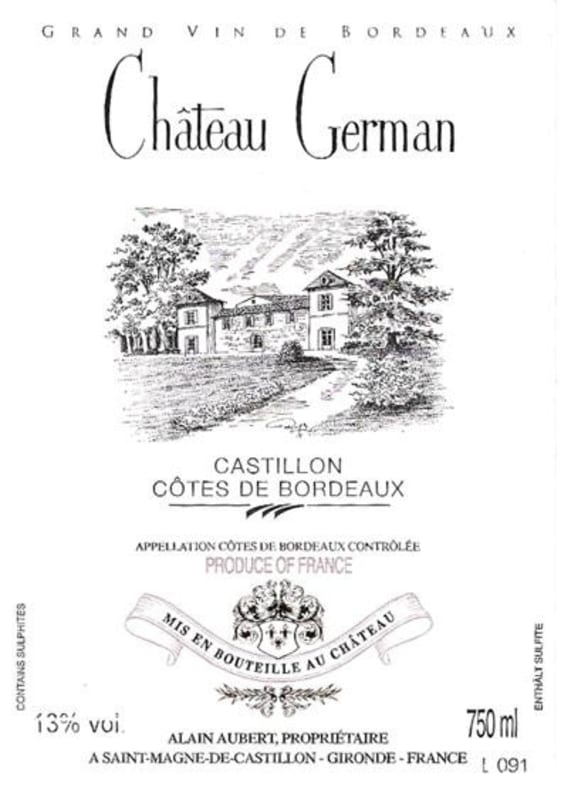 Vignobles Aubert Chateau German 2011 Front Label